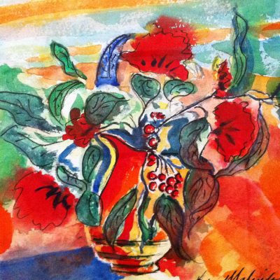 Orange Pitcher with Flowers by Karen Schneider, Obelisk Home, OH Gallery